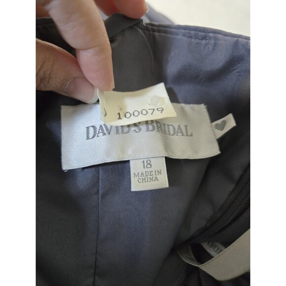 David's Bridal Dress Womens 18 Gray Beaded Empire Waist Chiffon Prom Gown Formal - Picture 7 of 9